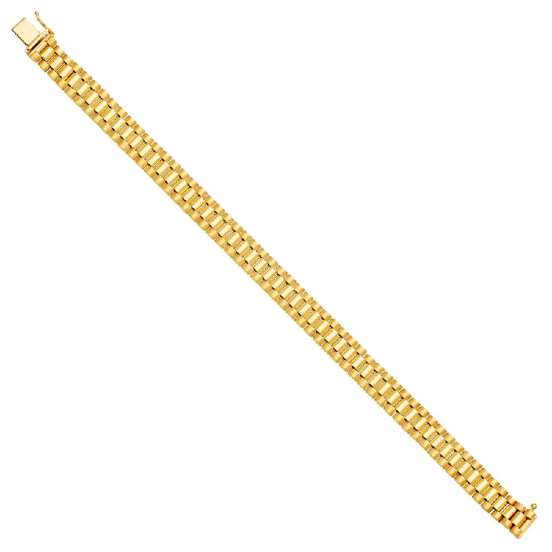 Men’s Silver Beaded Bracelets-14K Gold Rolex Style Link Bracelet