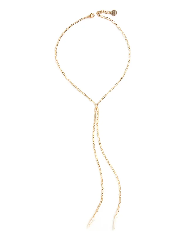 Sparkling Gold Necklace For Bridesmaids-Mendez Gold Necklace