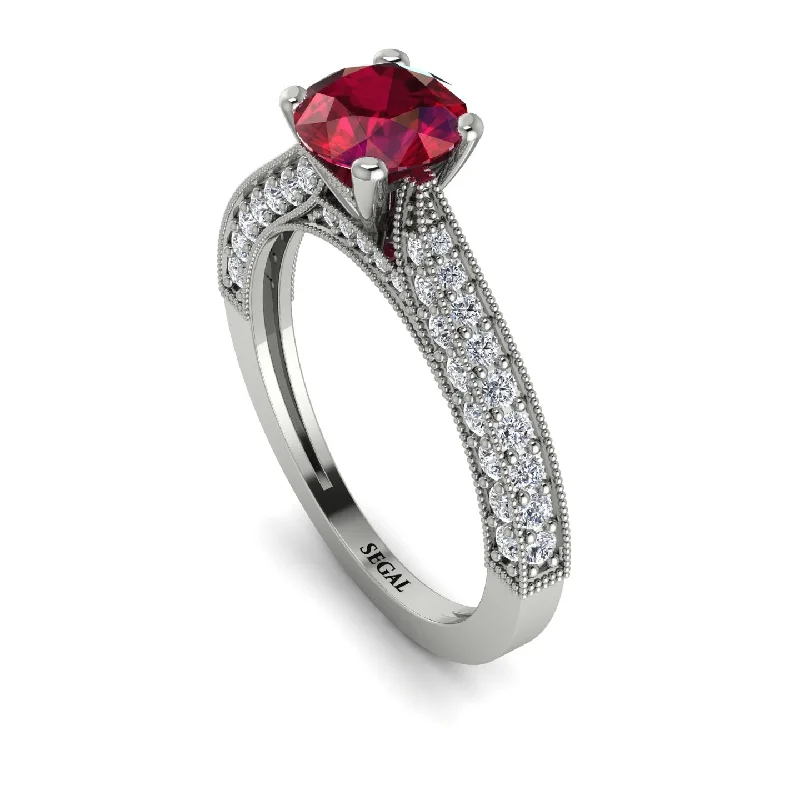 Classic Diamond Rings For Engagement Day-Classic Vintage Ruby Engagement Ring - Kathryn No. 12