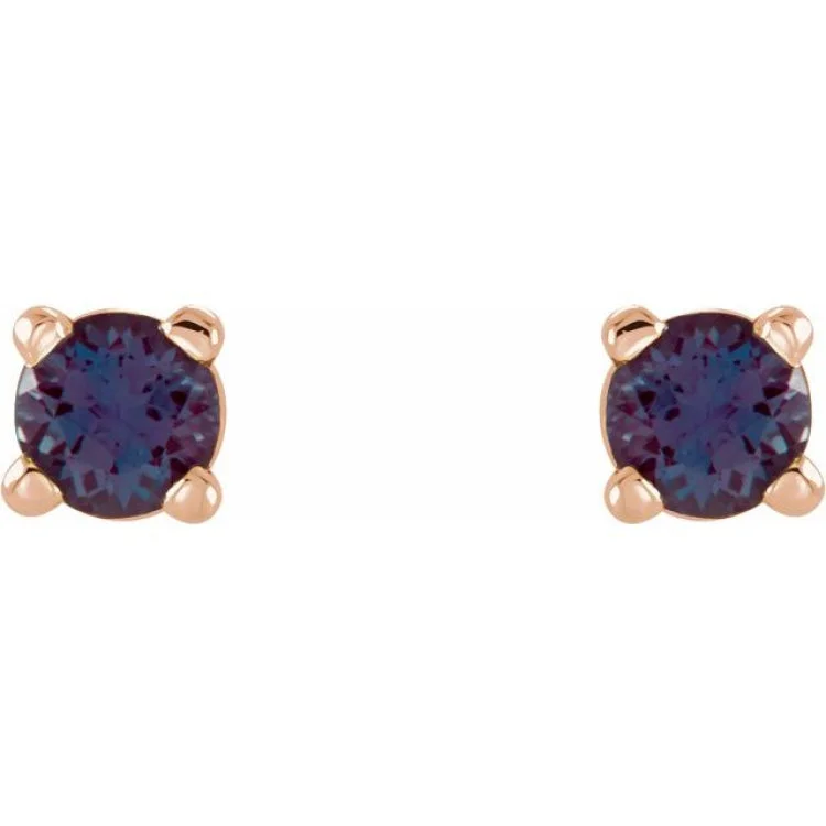 Large Statement Earrings For Bold Look-14K Rose 2.5 mm Lab-Grown Alexandrite Stud Earrings