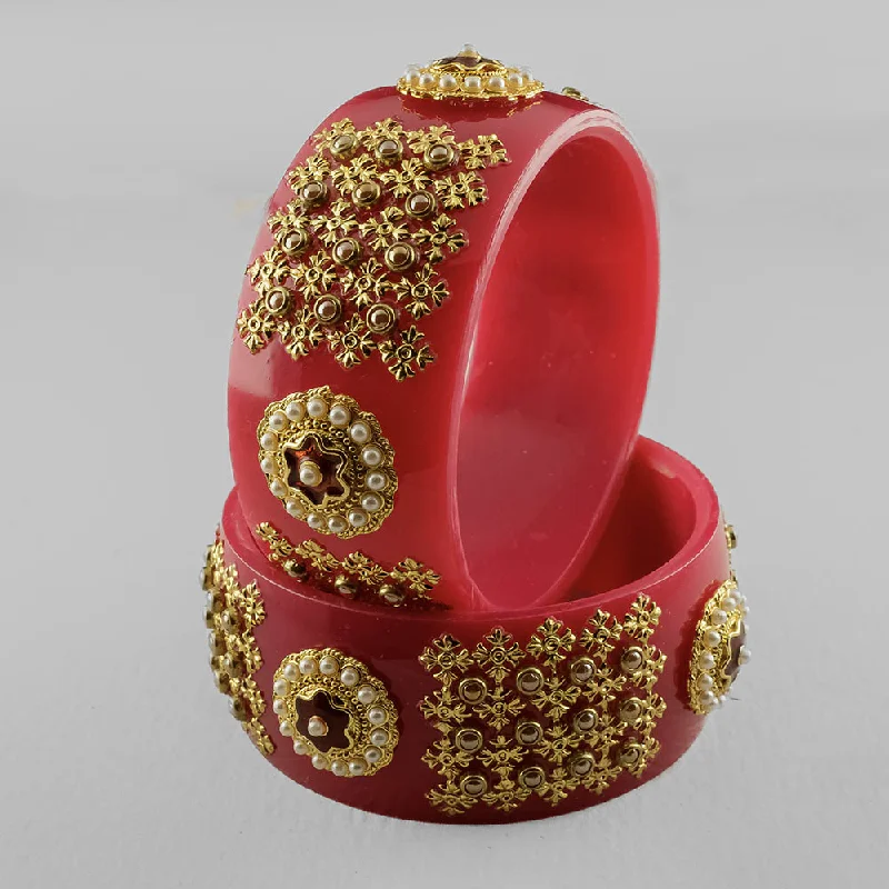 Classic Gemstone Wedding Bangles For Special Moments-SOB Set of 2 Designer  Acrylic Bangles with Studded Kundan