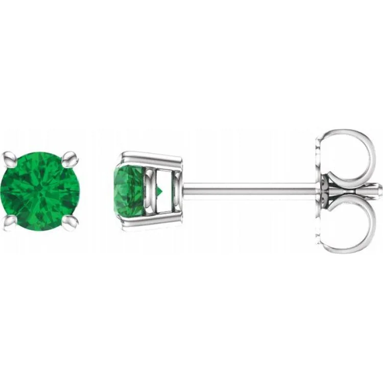 Custom Crystal Earrings For Weddings-14K White 2.5 mm Lab-Grown Emerald Stud Earrings