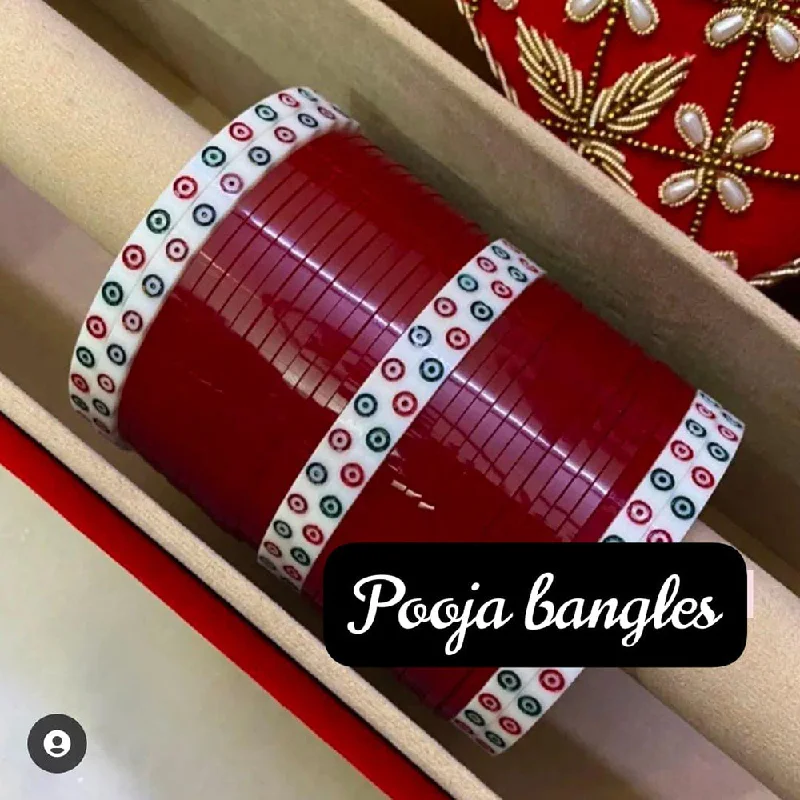 Elegant Gemstone Bangles For Bridal Jewelry-Pooja Bangles Acrylic Bangle Set