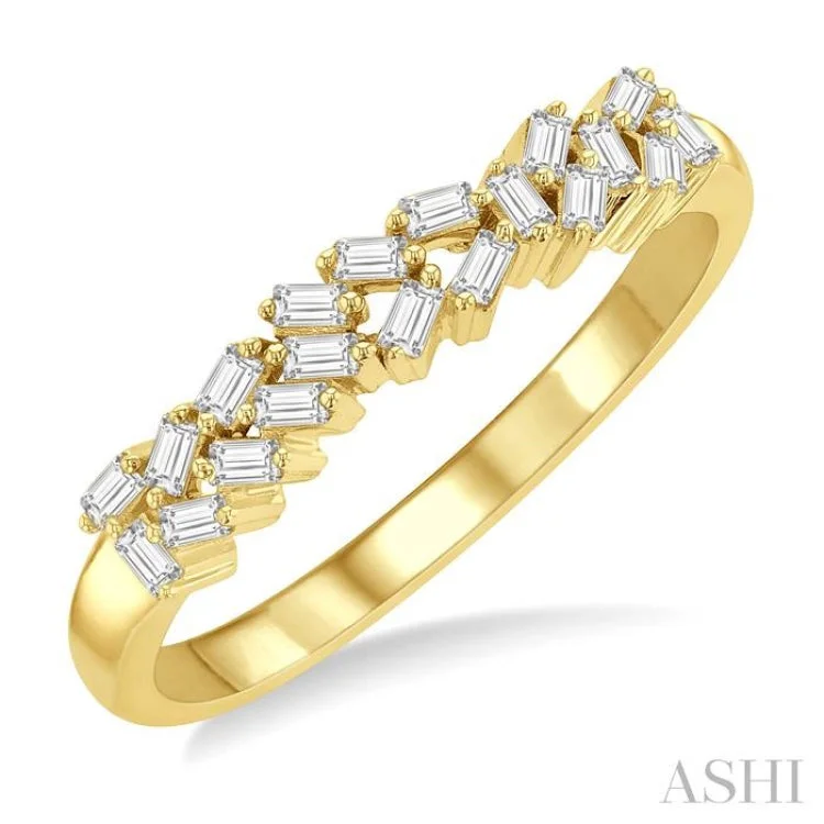 Simple Engagement Rings For Special Proposals-1/5 ctw Scatter Baguette Cut Diamond Fashion Ring in 14K Yellow Gold