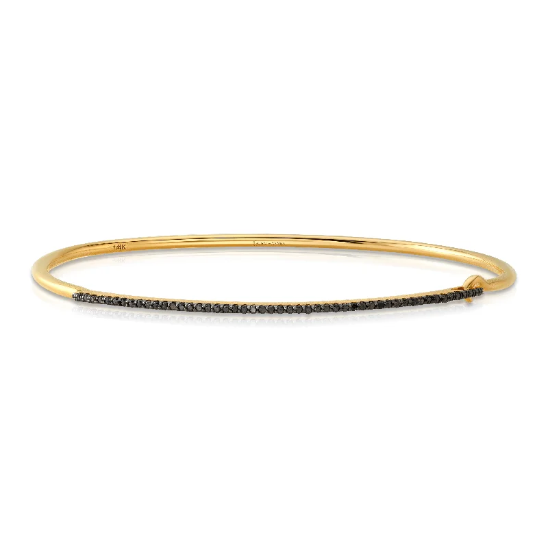 Men’s Gold Chain Bracelets-Single Row Hook Bracelet Black Diamond, 14kt gold