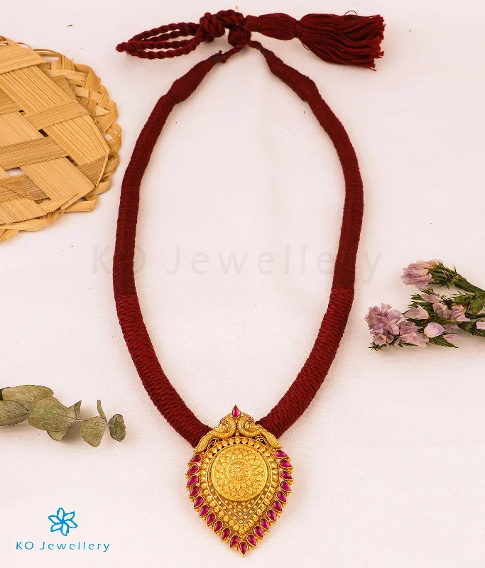 Classic Silver Necklace For Fashion Week-The Vyoma Silver Thread Necklace (Maroon)