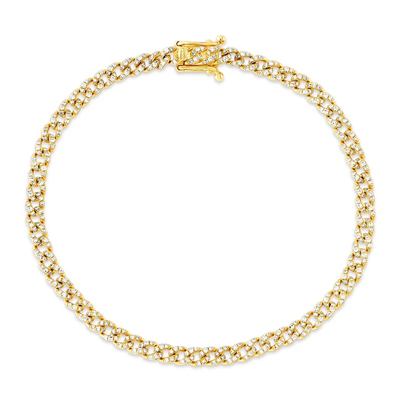 Custom Engraved Bracelets For Men-Showstopping cuban link diamond bracelet, 14kt gold