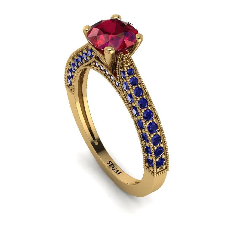 Sparkling Gold Rings For Engagement Gifts-Classic Vintage Ruby Engagement Ring - Kathryn No. 70