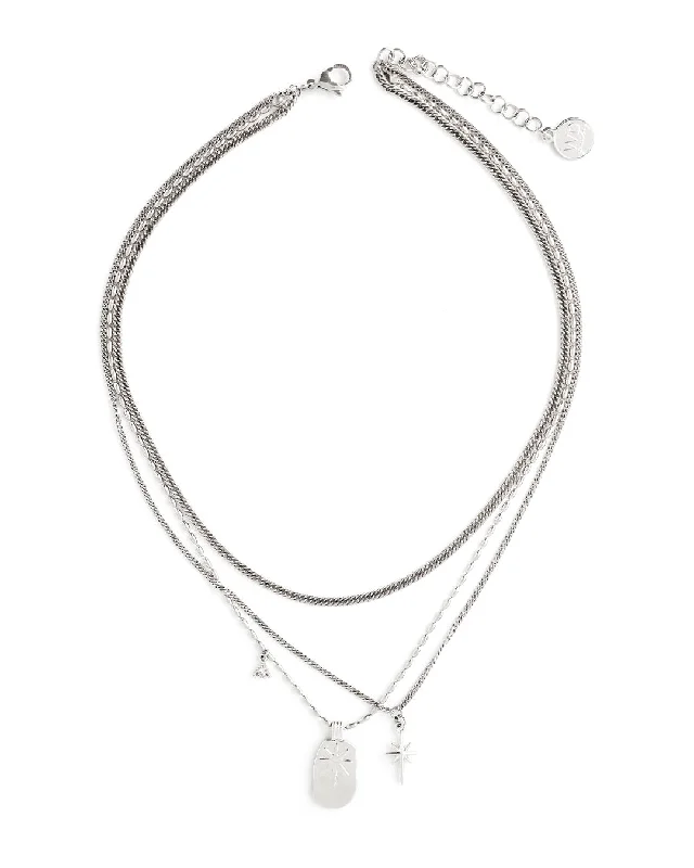 Trendy Long Necklace For Fashion Week-Paola Silver Necklace