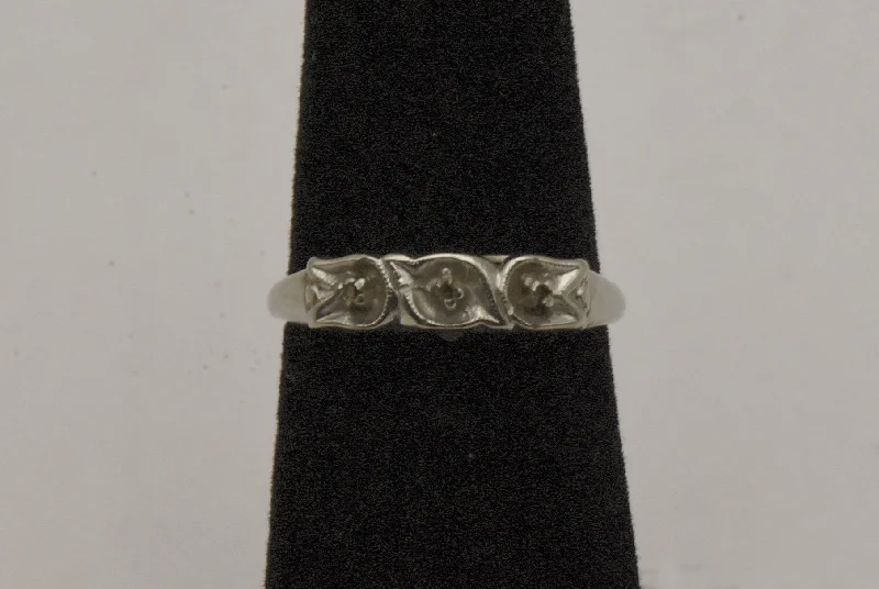 Personalized Wedding Rings For Unique Couples-Vintage 14K White Gold Ring - Size 5.75 MISSING STONES