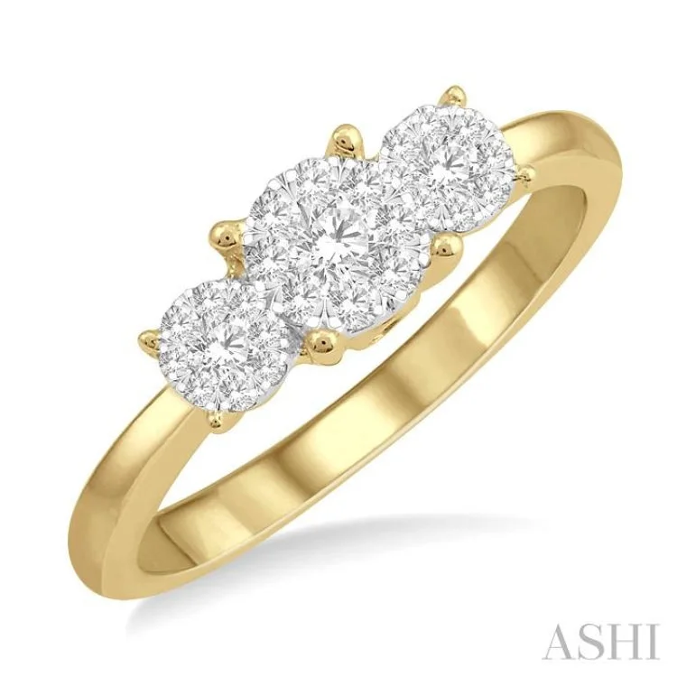 Personalized Custom Rings For Wedding Day-1/3 Ctw Lovebright Round Cut Diamond Ring in 14K Yellow and White Gold