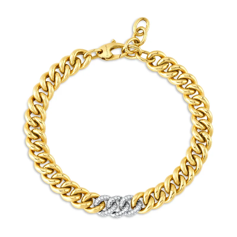 Vintage Inspired Silver Bracelets-Gilded gold and white gold diamond chain bracelet, 14kt gold