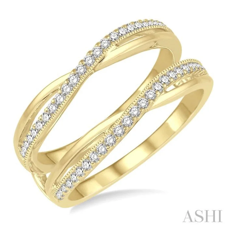 Elegant Titanium Wedding Bands For Grooms-1/4 ctw Round Diamond Insert Ring in 14K Yellow Gold