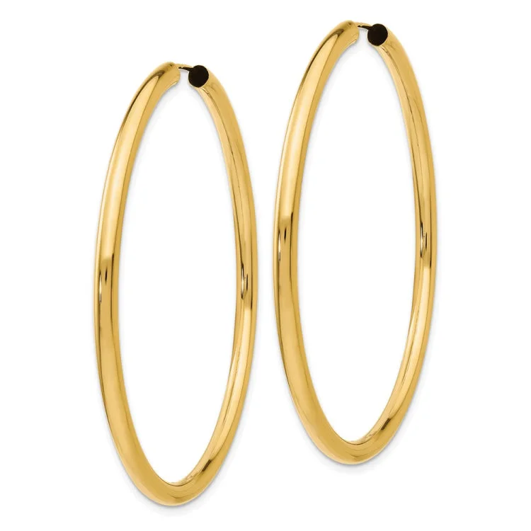 Beautiful Hoop Earrings For Brides-14k Polished Endless Tube Hoop Earrings