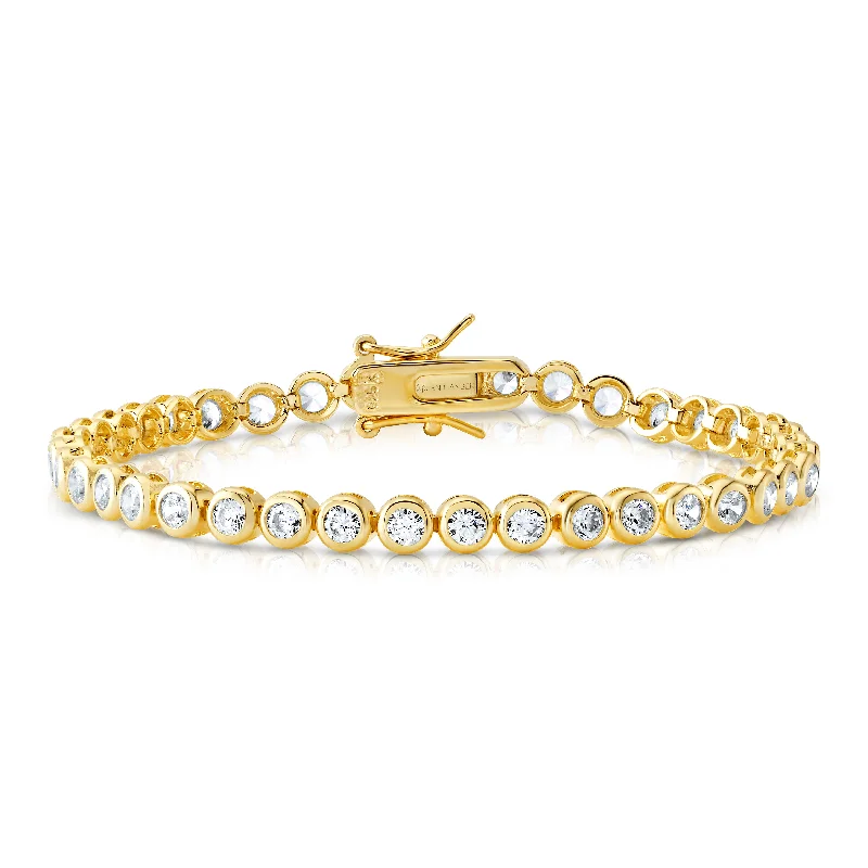 Statement Jewelry Bracelets For Women-BEZEL TENNIS BRACELET, GOLD