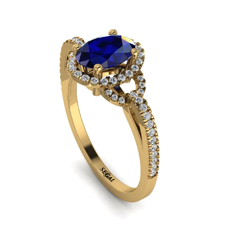 Simple Wedding Rings For Modern Grooms-Timeless Beauty Oval Sapphire Engagement Ring - Judy No. 13