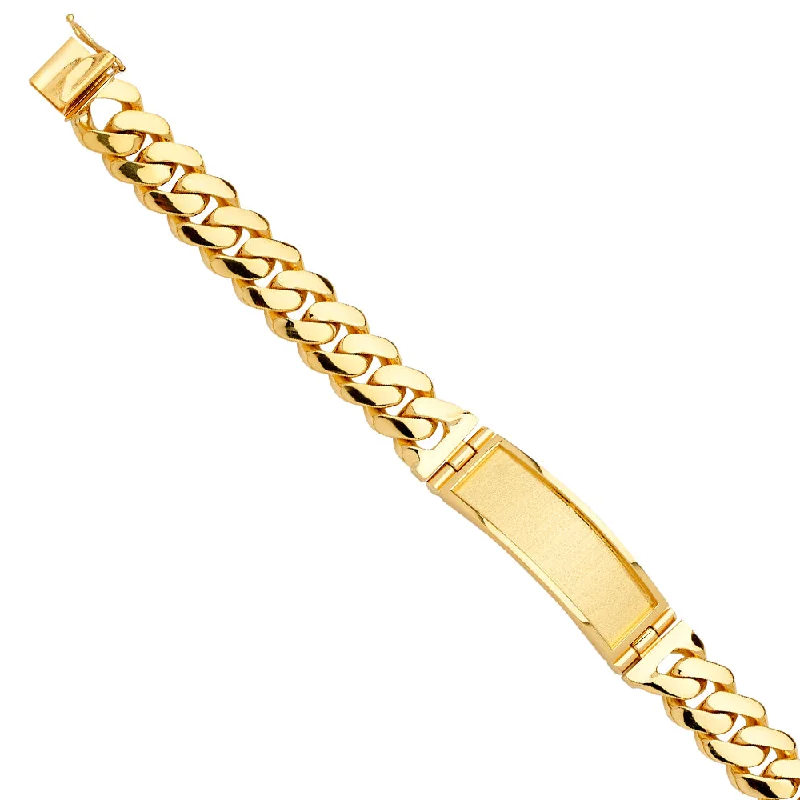 Elegant Gold Cuff Bracelets-14K Cuban Link ID Bracelet