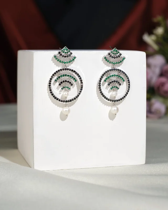 Handmade Earrings For Bridesmaids-Fashionable CZ Hang Earrings