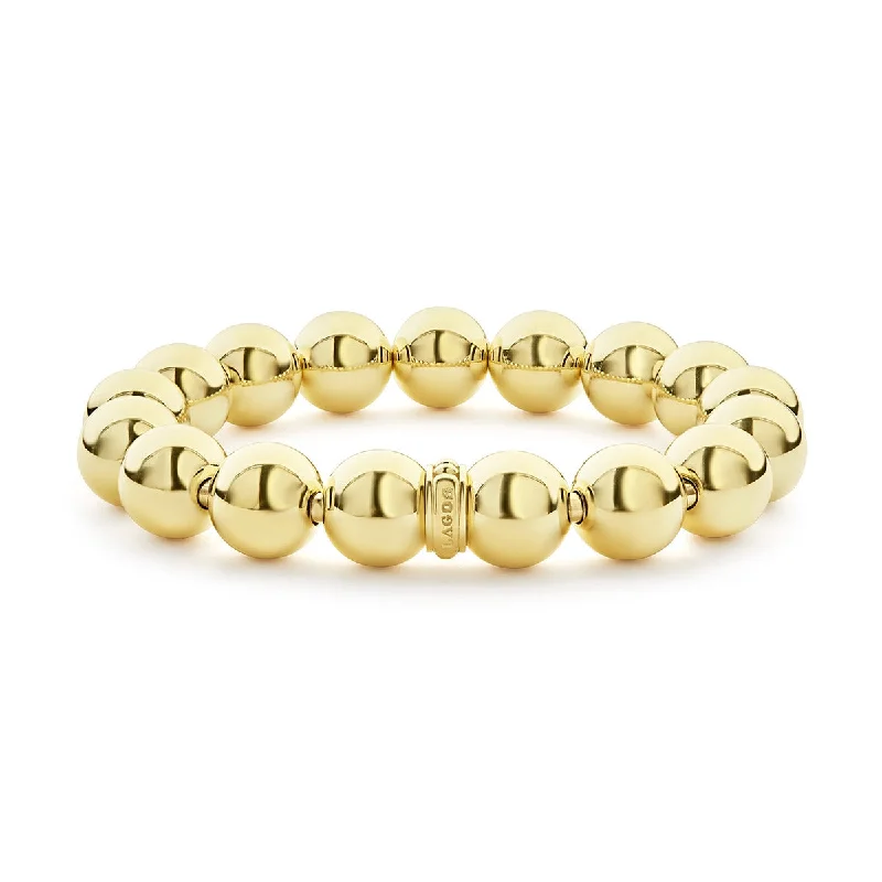 Elegant Bracelets For Mothers-12mm Gold Bead Bracelet