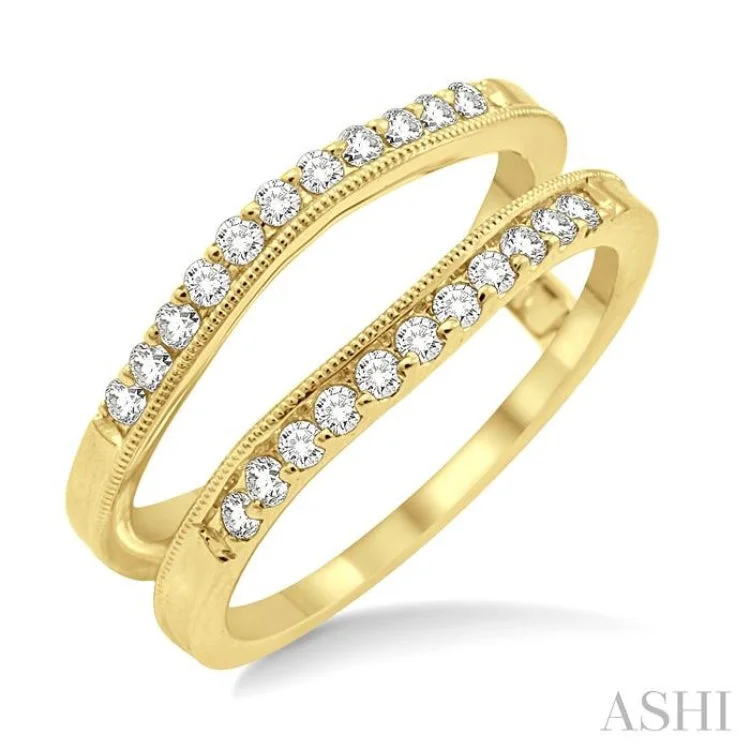 Trendy Gemstone Wedding Rings For Bridesmaids-1/3 Ctw Round Cut Diamond Insert Ring in 14K Yellow Gold