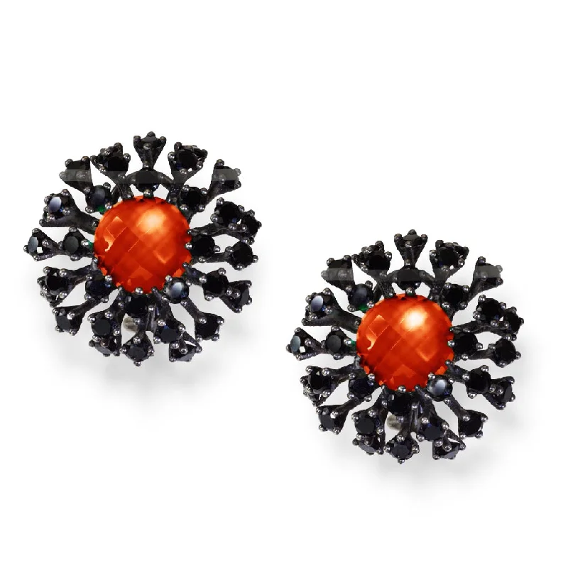 Silver Earrings With Ruby Stones For Luxury-Silver Astra Stud Earrings with Red Agate & Spinel