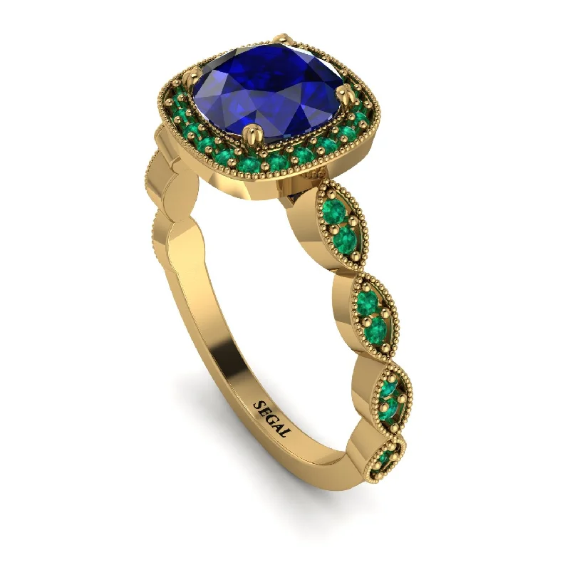 Classic Gemstone Rings For Special Moments-Vintage Inspired Sapphire Halo Ring - Frances No. 28