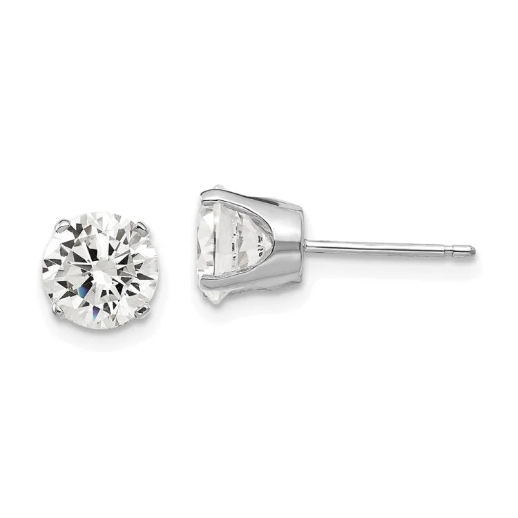 Elegant Earrings With Enamel Designs-14k White Gold 6.5mm CZ stud earrings