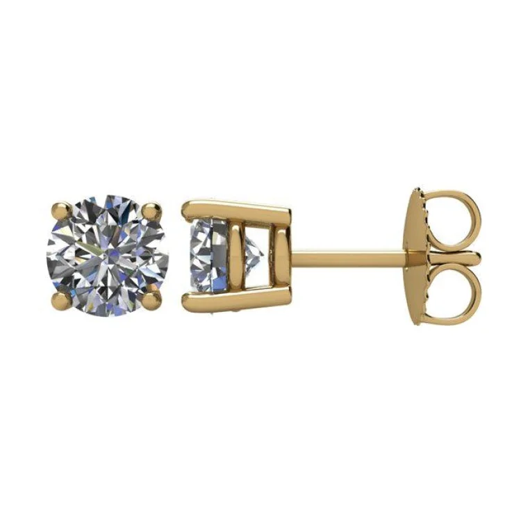 Large Statement Earrings For Bold Look-14K Yellow 1 1/2 CTW Natural Diamond Stud Earrings