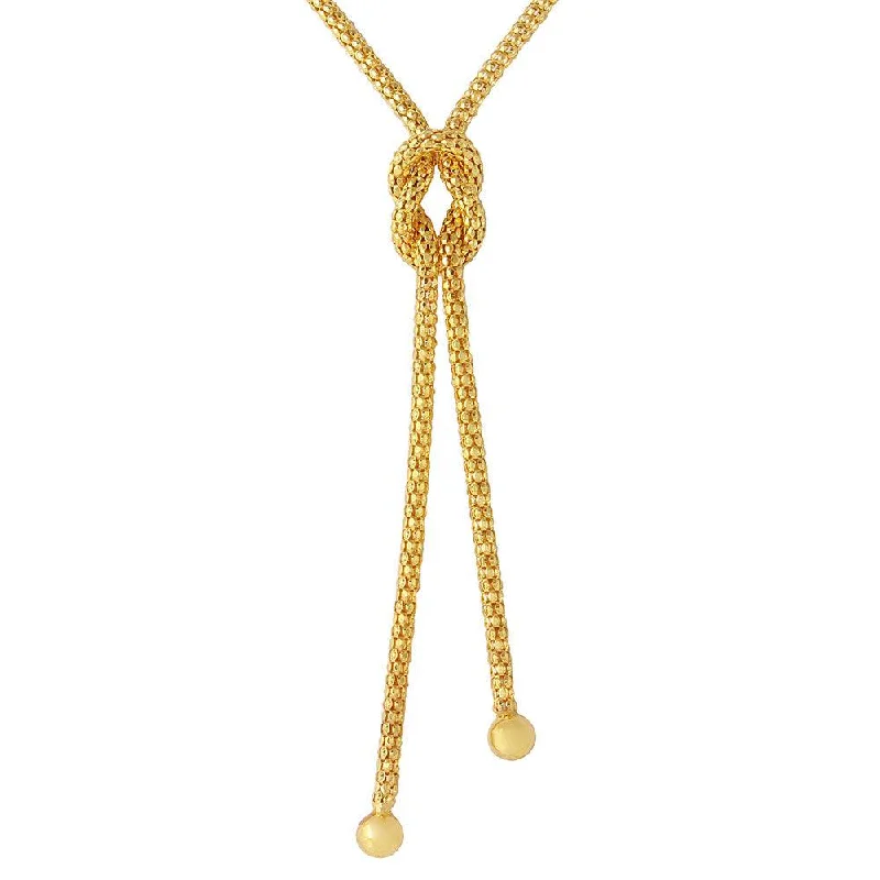 Vintage Gold Necklace For Special Occasions-Silver 925 Gold Plated Dangling Knot Necklace - ARN00015GP