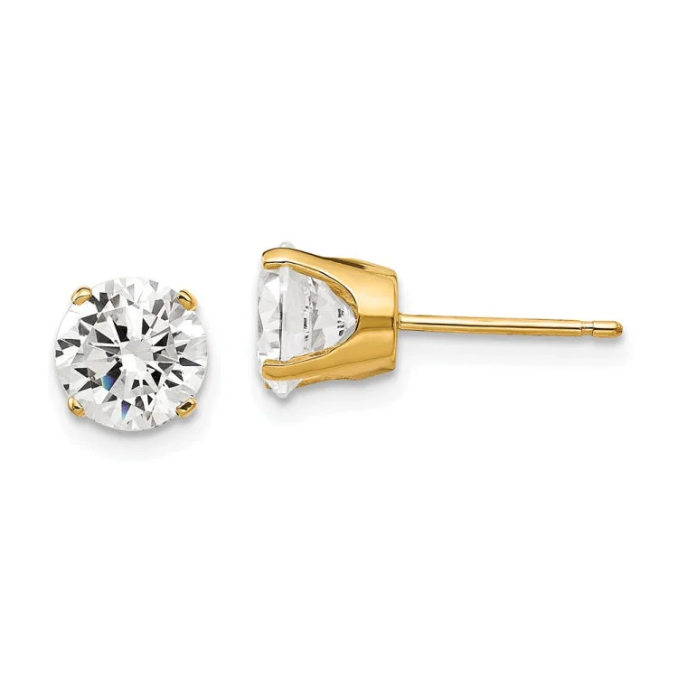 Minimalist Gold Stud Earrings For Women-14k 6.5mm CZ stud earrings