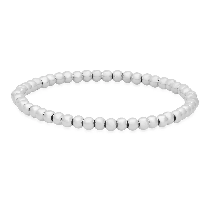 Beaded Healing Bracelets For Wellness-4 MM STRETCH BRACELET, SILVER