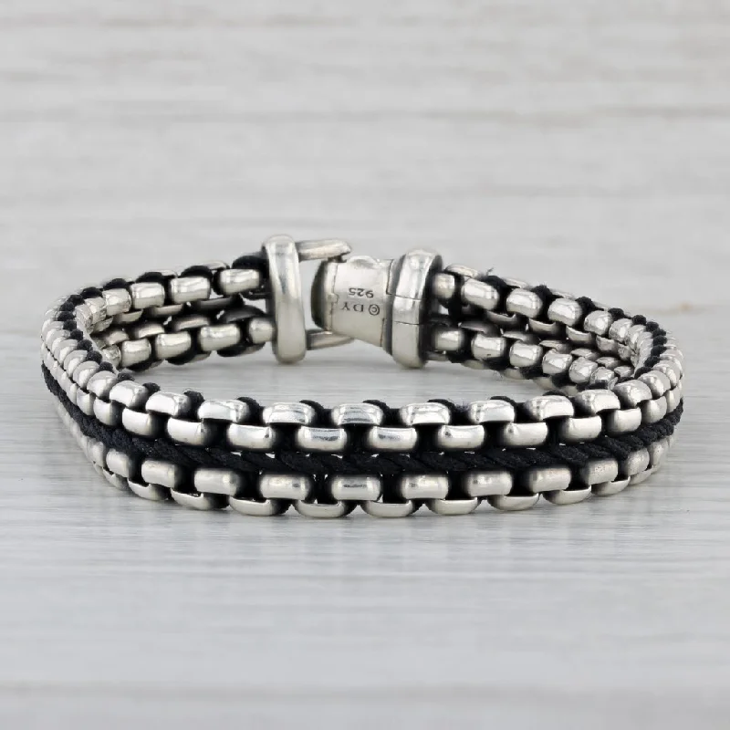 Handcrafted Charm Bracelets For Gifts-David Yurman Woven Nylon Box Chain Bracelet Sterling Silver 8" 9.5mm