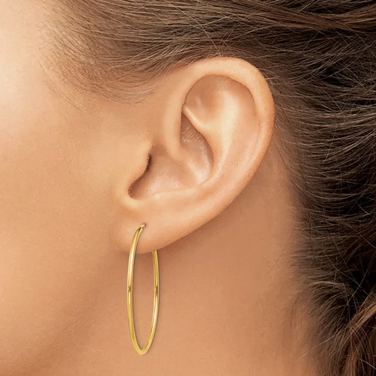 Vintage-Inspired Hoop Earrings For Fashion Lovers-14k 1.5mm Polished Round Endless Hoop Earrings