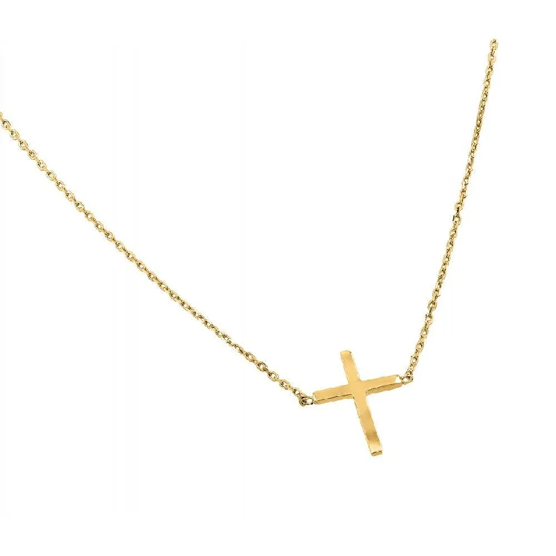 Personalized Pendant Necklace For Fashionistas-Silver 925 Gold Plated Plated Clear CZ Square Cross Pendant Necklace - BGP00883GP