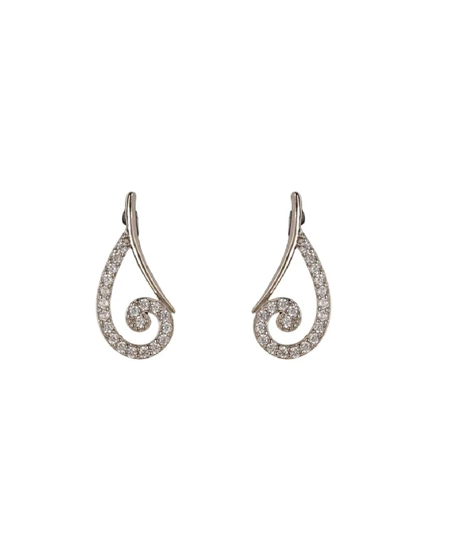 Luxury Diamond Earrings For Engagement-Graceful Silver hanging Earring