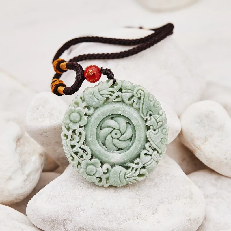 Handcrafted Gold Necklace For Weddings-Natural Jade Flower Necklace