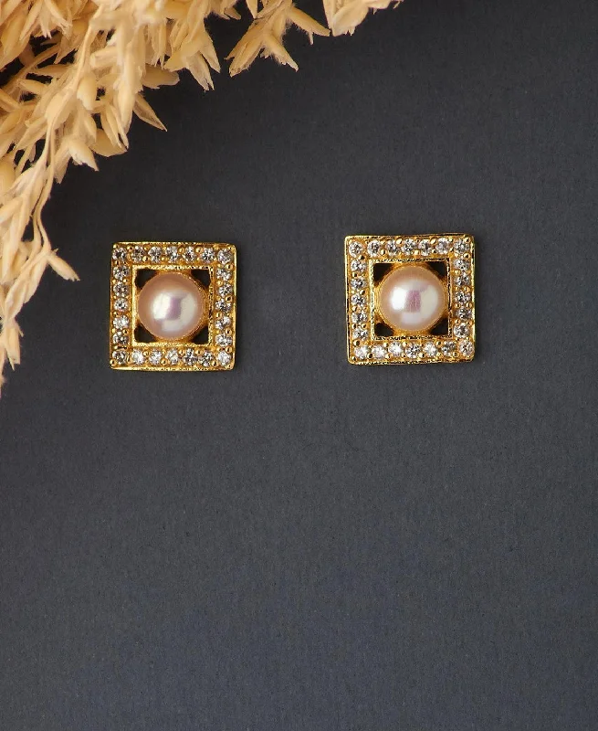 Designer Earrings For Fashionable Look-Classic Pearl Stud Earring