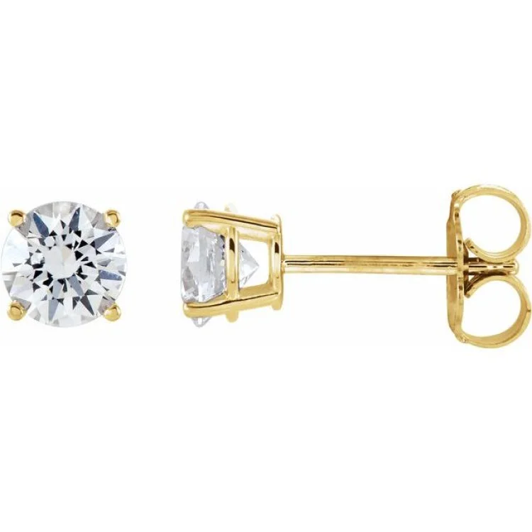 Classic Silver Earrings For Office Look-14K Yellow 1 CTW Natural Diamond Stud Earrings