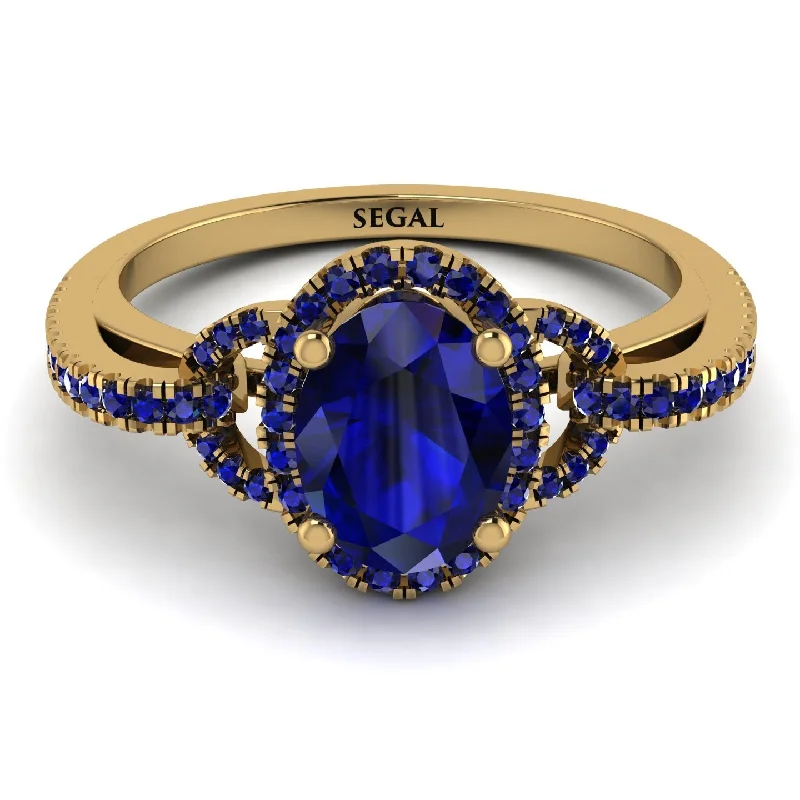 Trendy Gemstone Wedding Rings For Elegant Brides-Timeless Beauty Oval Sapphire Engagement Ring - Judy No. 73