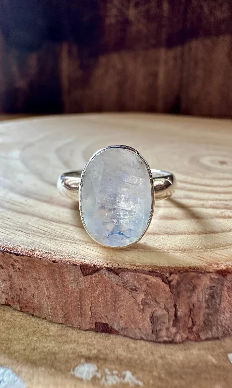 Custom Engagement Rings For Unique Brides-NEPTUNE MOONSTONE Sterling Silver Ring • Size 7