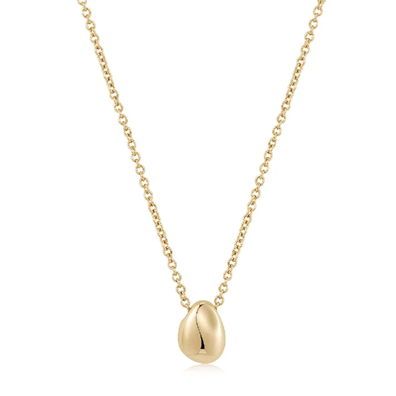 Trendy Pendant Necklace For Casual Look-Gold Plated Micro Harmony Pebble Necklace