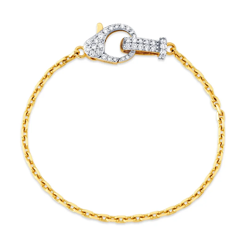 Gemstone Bracelets With Natural Stones-Flashy Diamond Lobster Clasp Bracelet W/ Diamond Bail, 14kt Gold