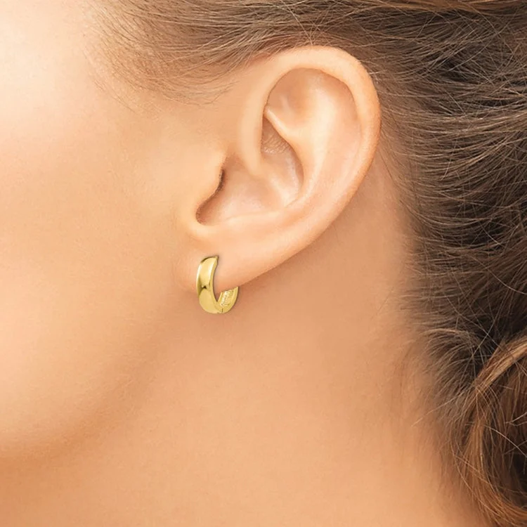 Gold Earrings For Casual Day Wear-14k Round Hinged Hoop Earrings