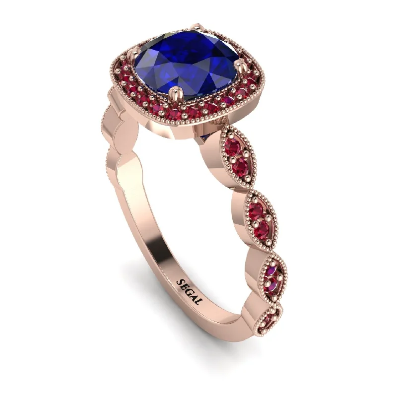 Personalized Wedding Rings For Fashion-Forward Couples-Vintage Inspired Sapphire Halo Ring - Frances No. 59