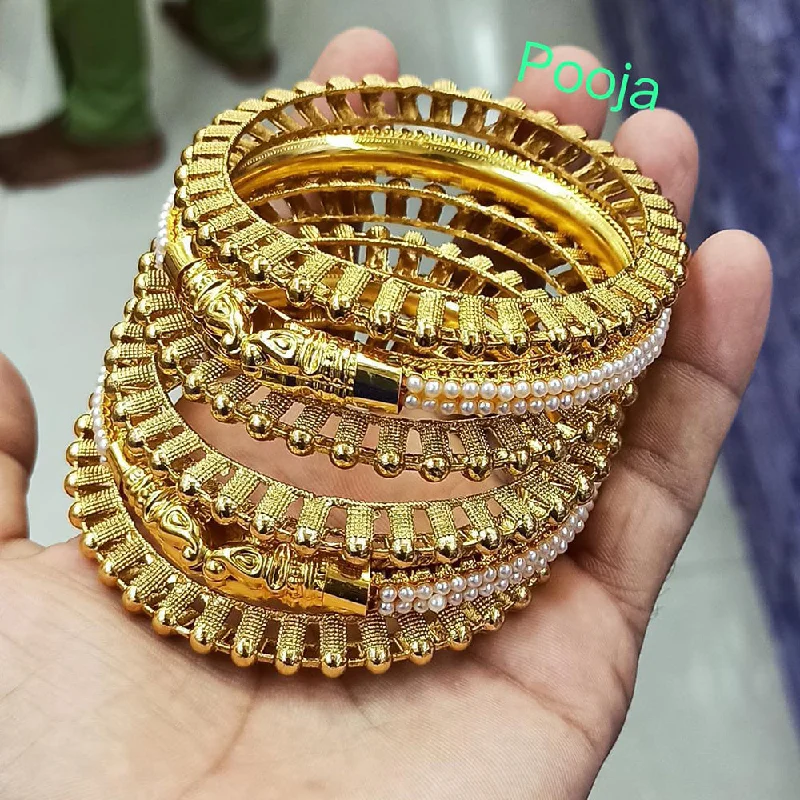 Simple Custom Wedding Bangles For Bridesmaids-Pooja Bangles Gold Plated Bangles set