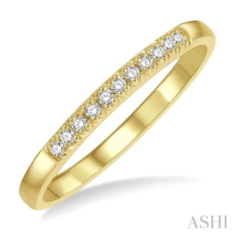 Trendy Titanium Rings For Men-1/10 ctw 11 Stone Round Cut Diamond Wedding Band in 14K Yellow Gold