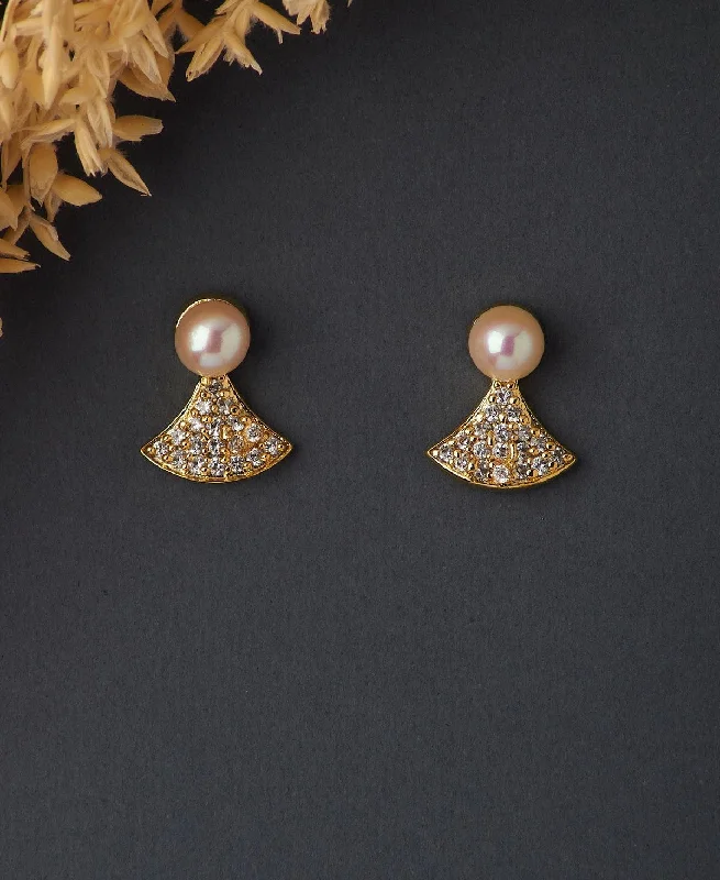 Handcrafted Silver Earrings For Unique Look-Classic Pearl Stud Earring