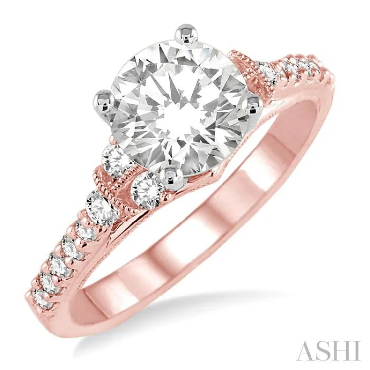 Personalized Rose Gold Rings For Wedding Bands-3/8 Ctw Diamond Semi-Mount Engagement Ring in 14K Rose and White Gold