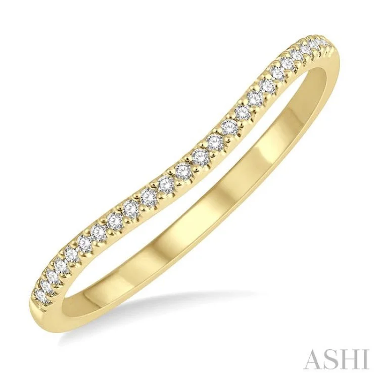 Personalized Titanium Rings For Wedding Day-1/10 Ctw Arched Center Round Cut Diamond Wedding Band in 14K Yellow Gold