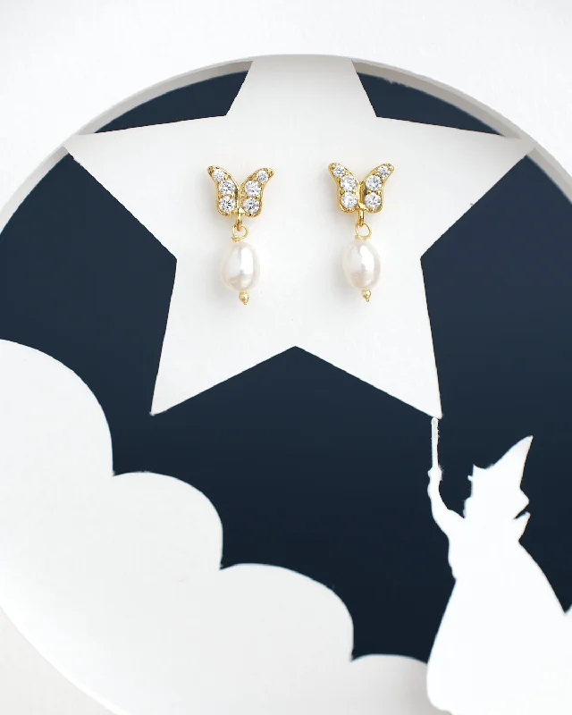 Large Statement Earrings For Bold Look-Butterfly CZ Hang Earring